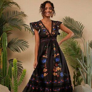 **Last Chance** NWOT Shein Travachic Printed V-neck Maxi Dress with Cap Sleeves